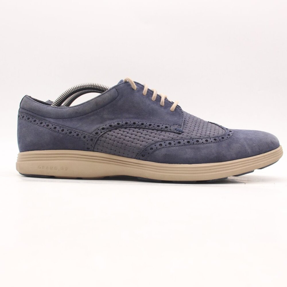 Cole Haan Grand OS Wingtip Suede Lace Navy Blue Oxford Shoes Men's Size 11 27413